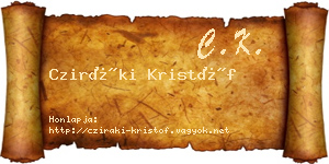 Cziráki Kristóf névjegykártya